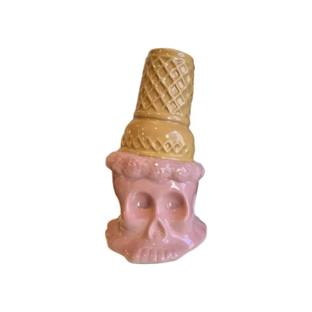 New Pink Girly Skeleton Melting Ice Cream Cones Halloween Holiday Decor